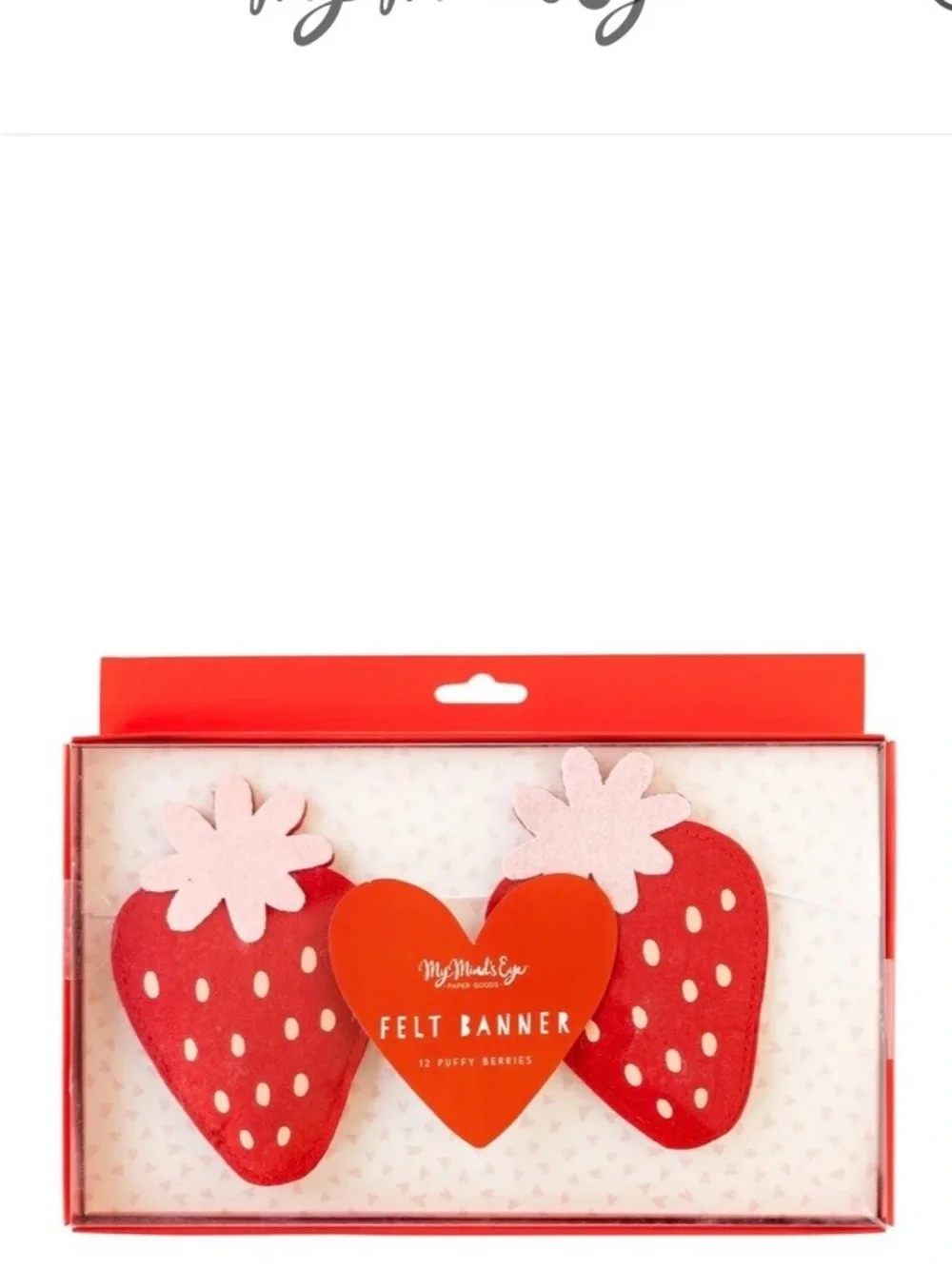 My Mind's Eye Strawberry Party Banner and Cupcake Kit — Pink and Red